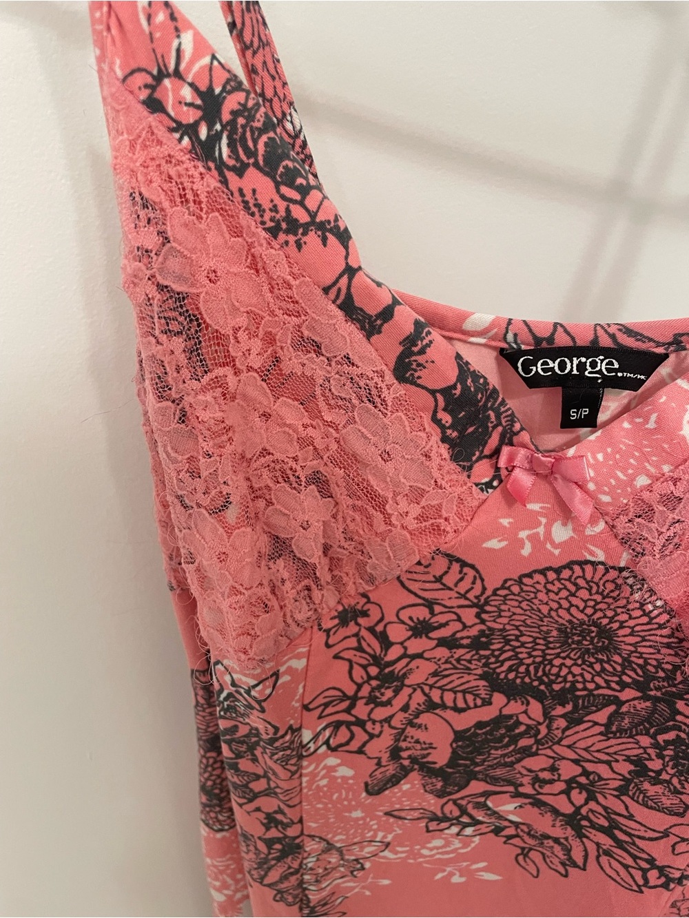 George Coral Pink Floral Lace Tank Top